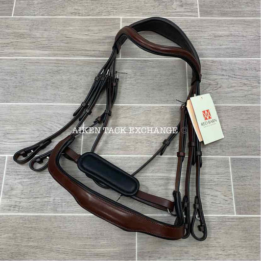 KL Select Red Barn Arena Ergonomic Weymouth Dressage Bridle, Brown, Size Full