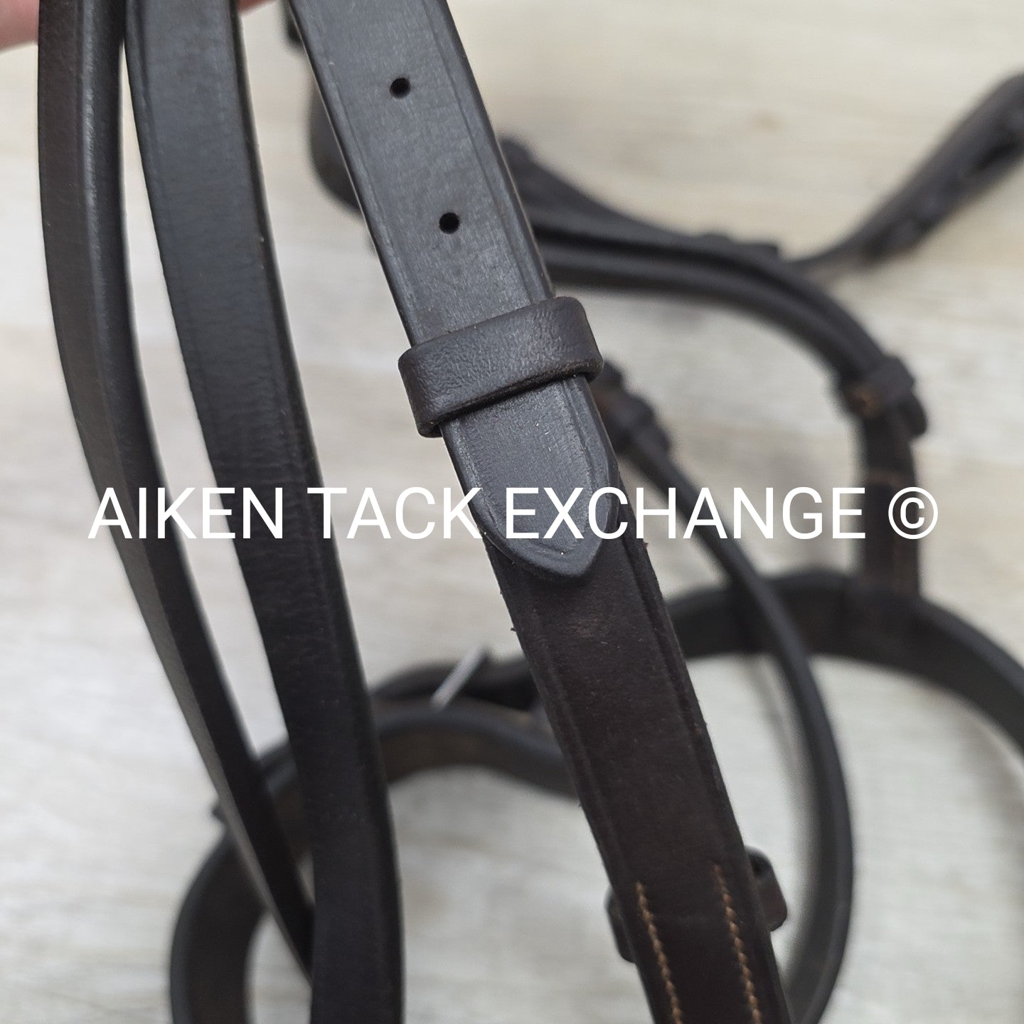 Bobby's English Tack Heavy Duty Flat Hunt Bridle with Laced Reins, Brown, Size F