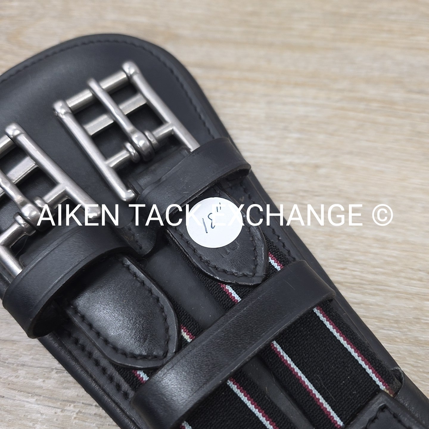Padded Leather Contour Dressage Girth with Double End Elastic, Black, 18"