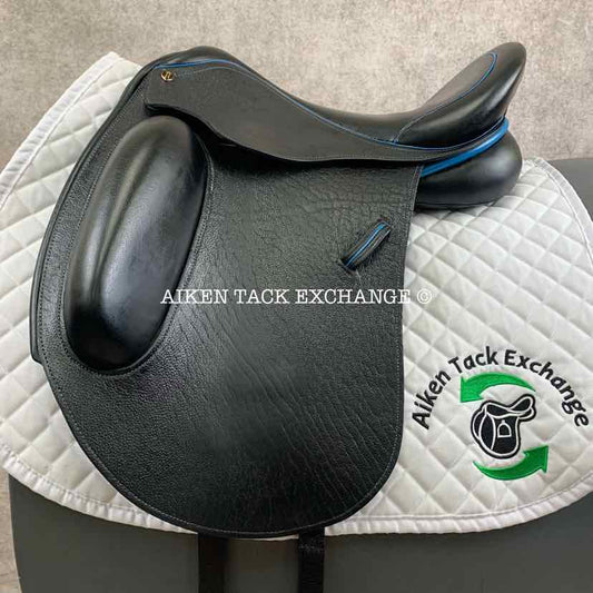 2022 Fluff's Saddlery Dressage Saddle, 17" Seat, Medium Wide Tree, Wool Flocked Panels with Shoulder Relief, Buffalo Leather