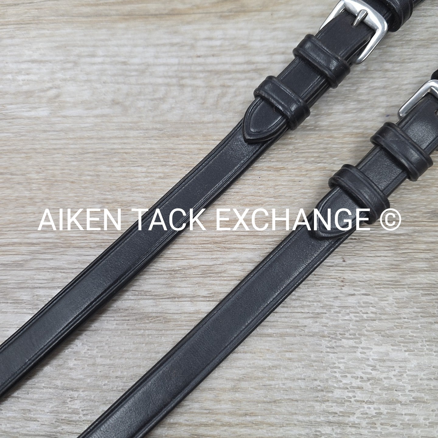 Bobby's English Tack Leather Reins with Hand Stops, Black, 54"