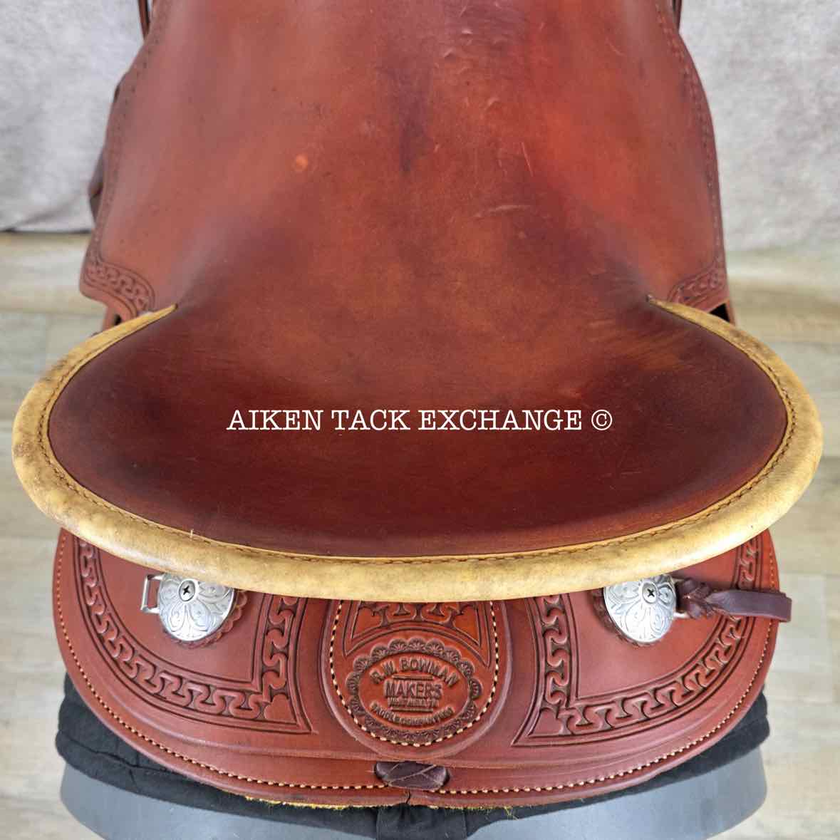 RW Bowman Mike Branch Natural Ride Western Saddle, 16" Seat, Wide Tree - Full QH Bars