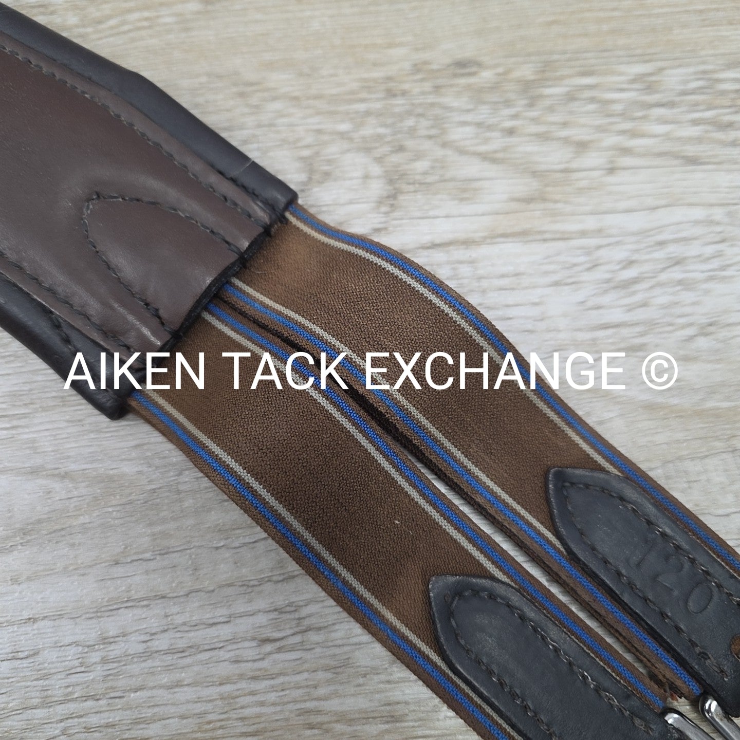 Stubben Leather Girth with Double End Elastic, Brown, 47" (120 cm)