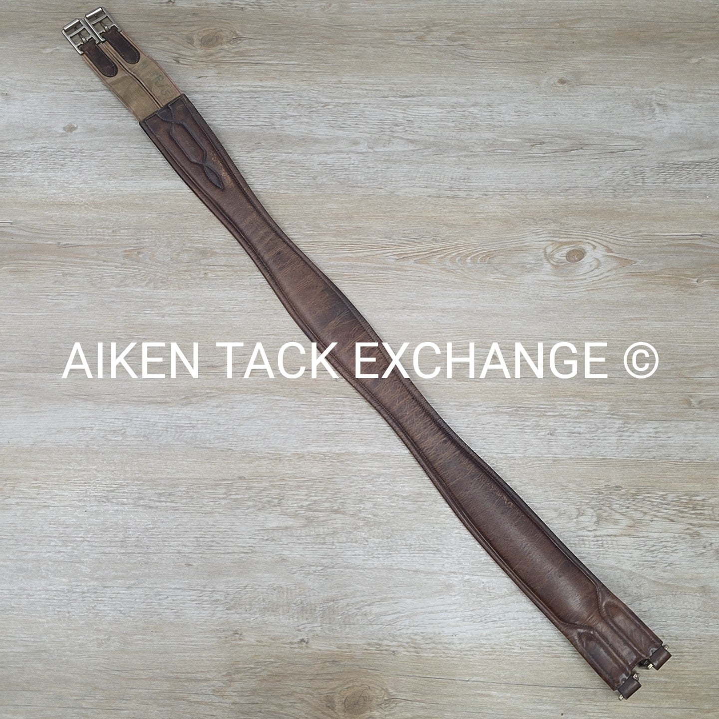 Mortack Leather Girth with Single End Elastic, Brown, 48"