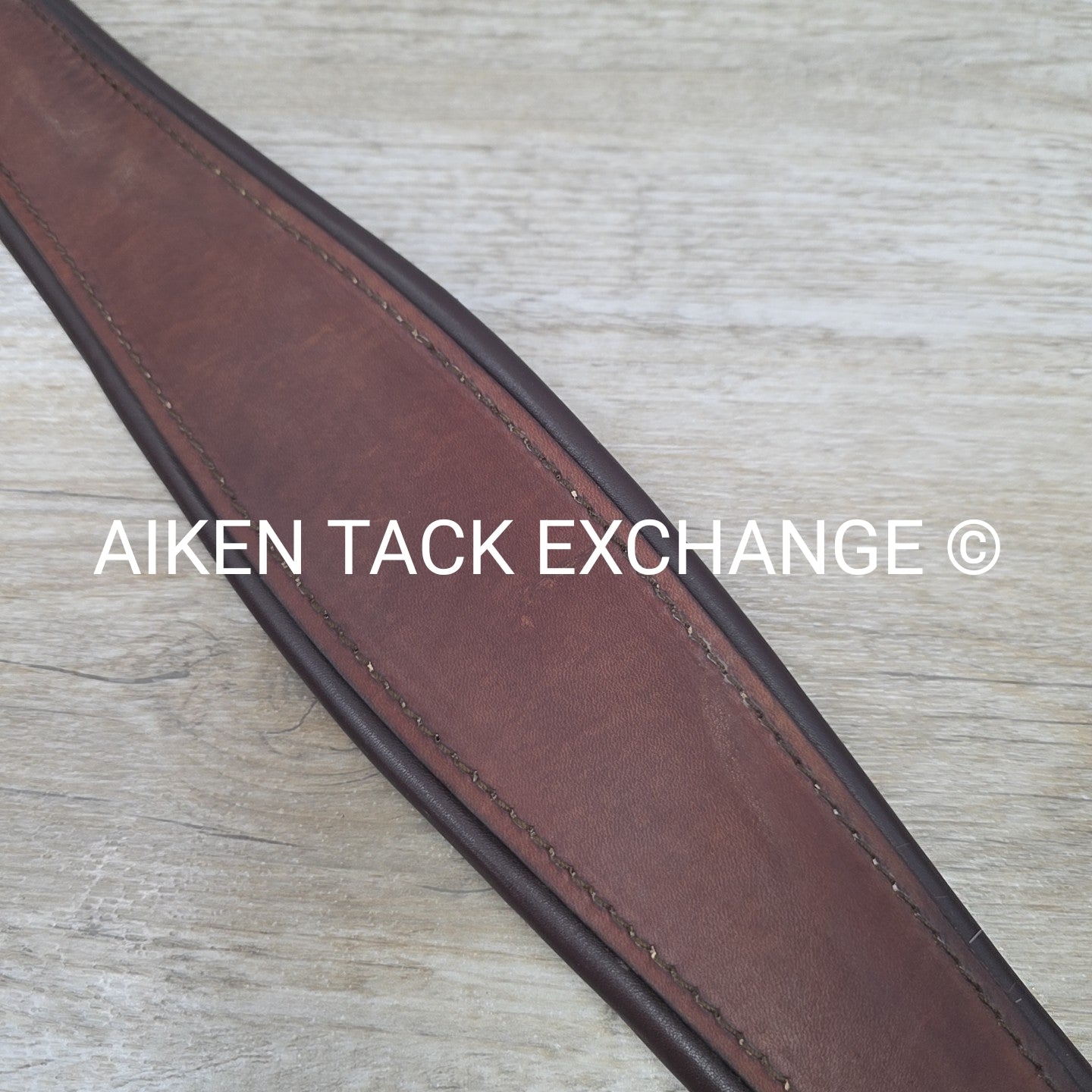Fancy Stitched Leather Girth with Single Ends Elastic, Brown, 48"