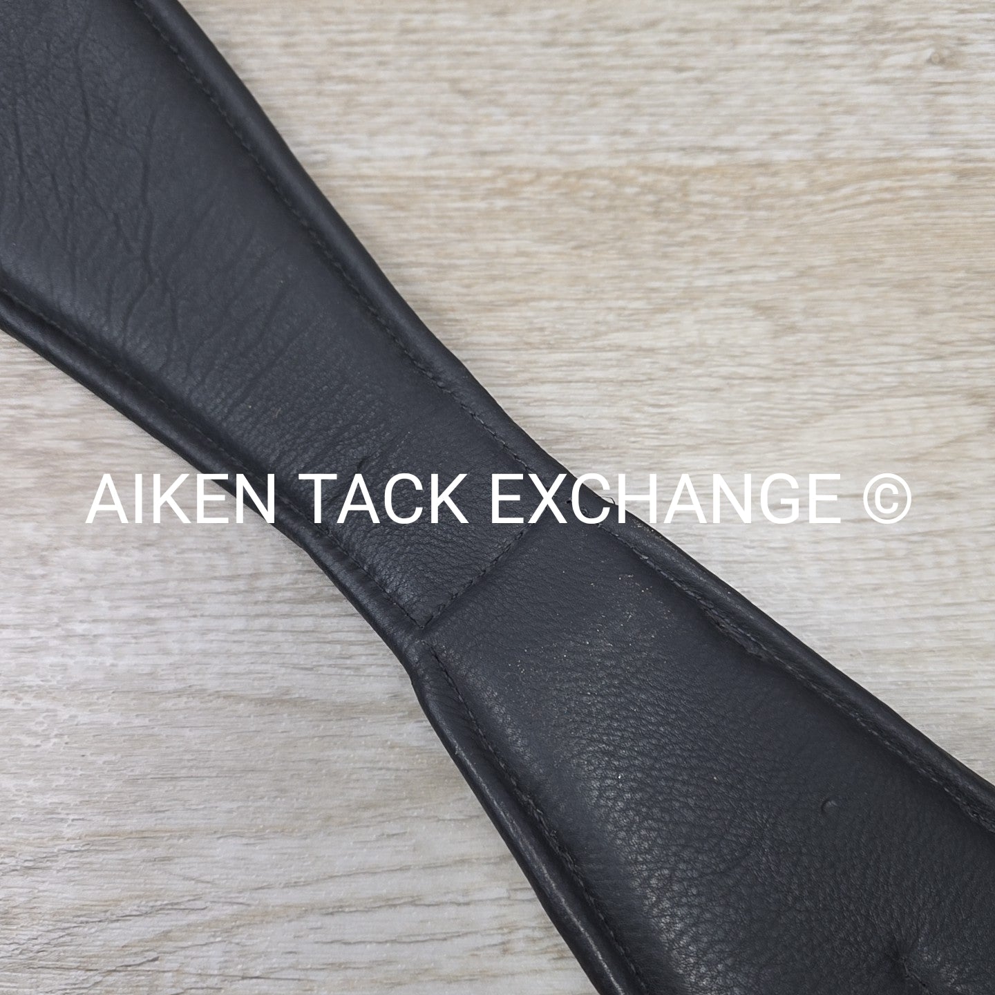 Padded Leather Contour Dressage Girth with Double End Elastic, Black, 32"