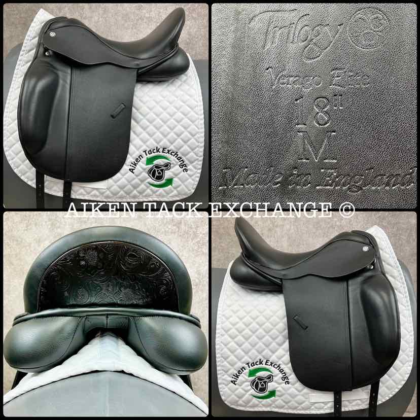 2022 Trilogy Verago Elite Dressage Saddle, 18" Seat, Medium Tree, Wool Flocked Panels