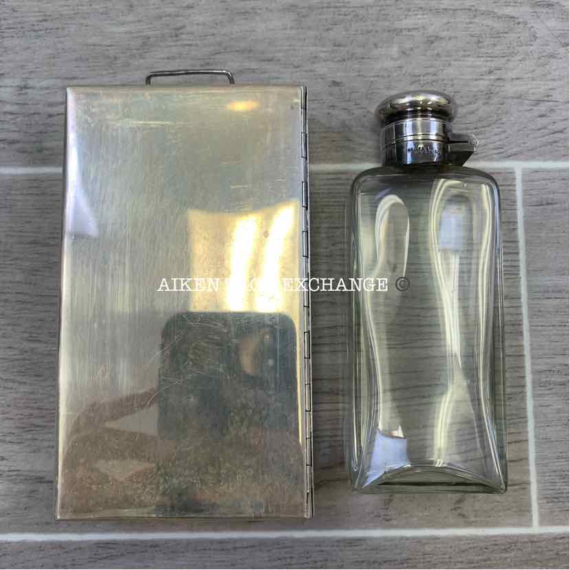 Swaine & Brigg Silver Plated Ladies Flask & Sandwich Case