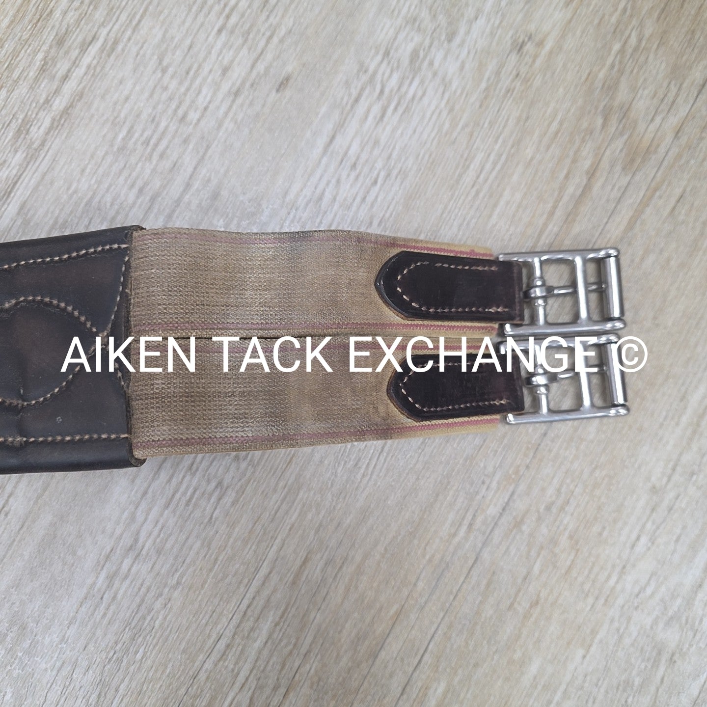 SmartPak Fancy Stitch Girth with Elastic on One Side, Brown, 48"