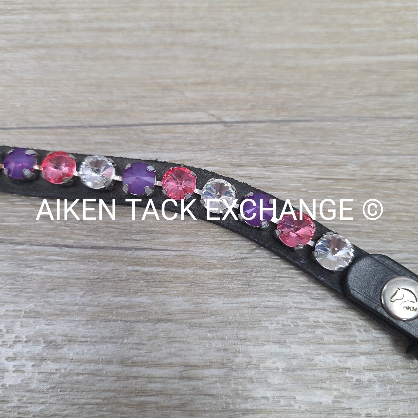 HKM Cherry Browband, Black with Pink, Purple, & Clear, Size Full