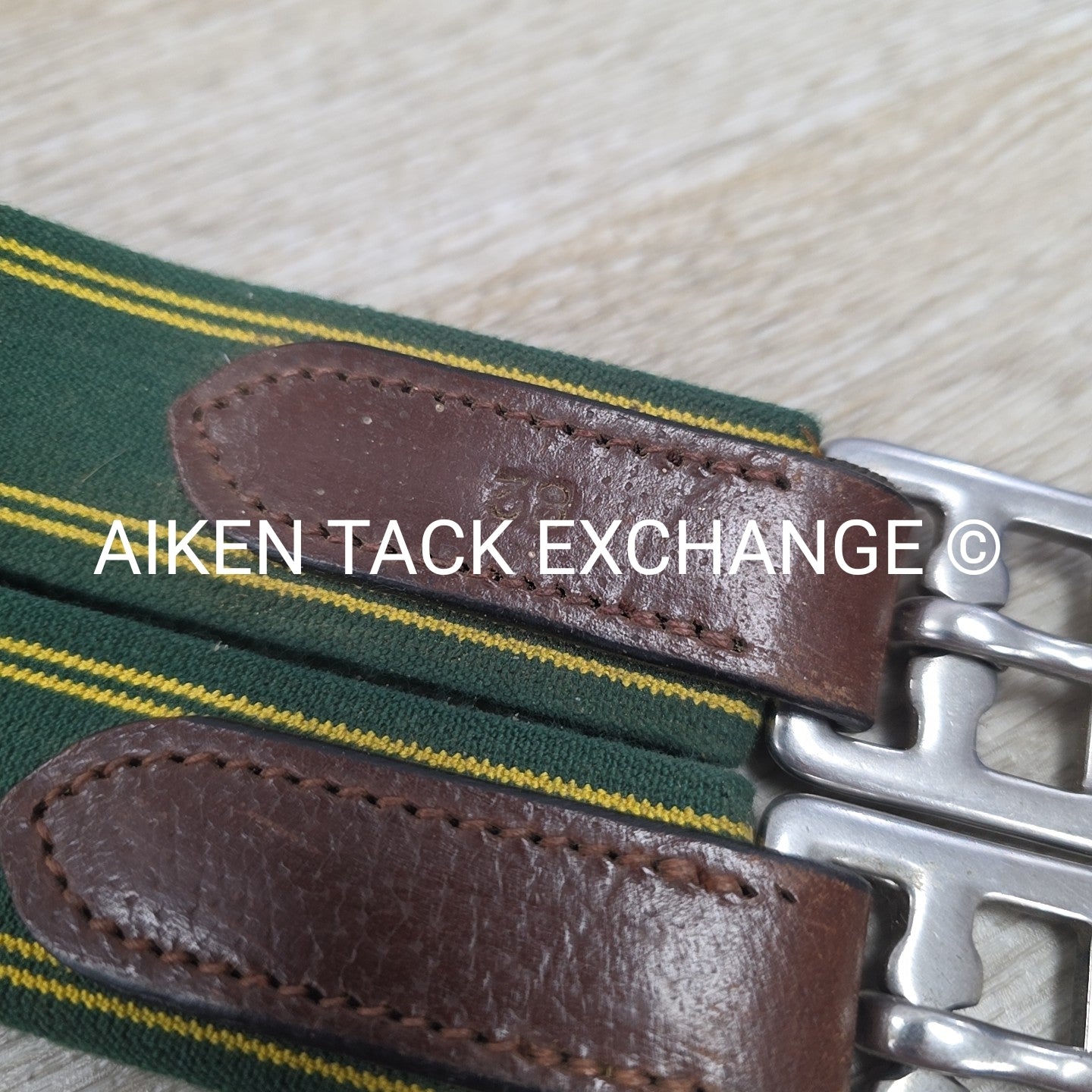 Leather Girth with Single End Elastic, Brown, 40"
