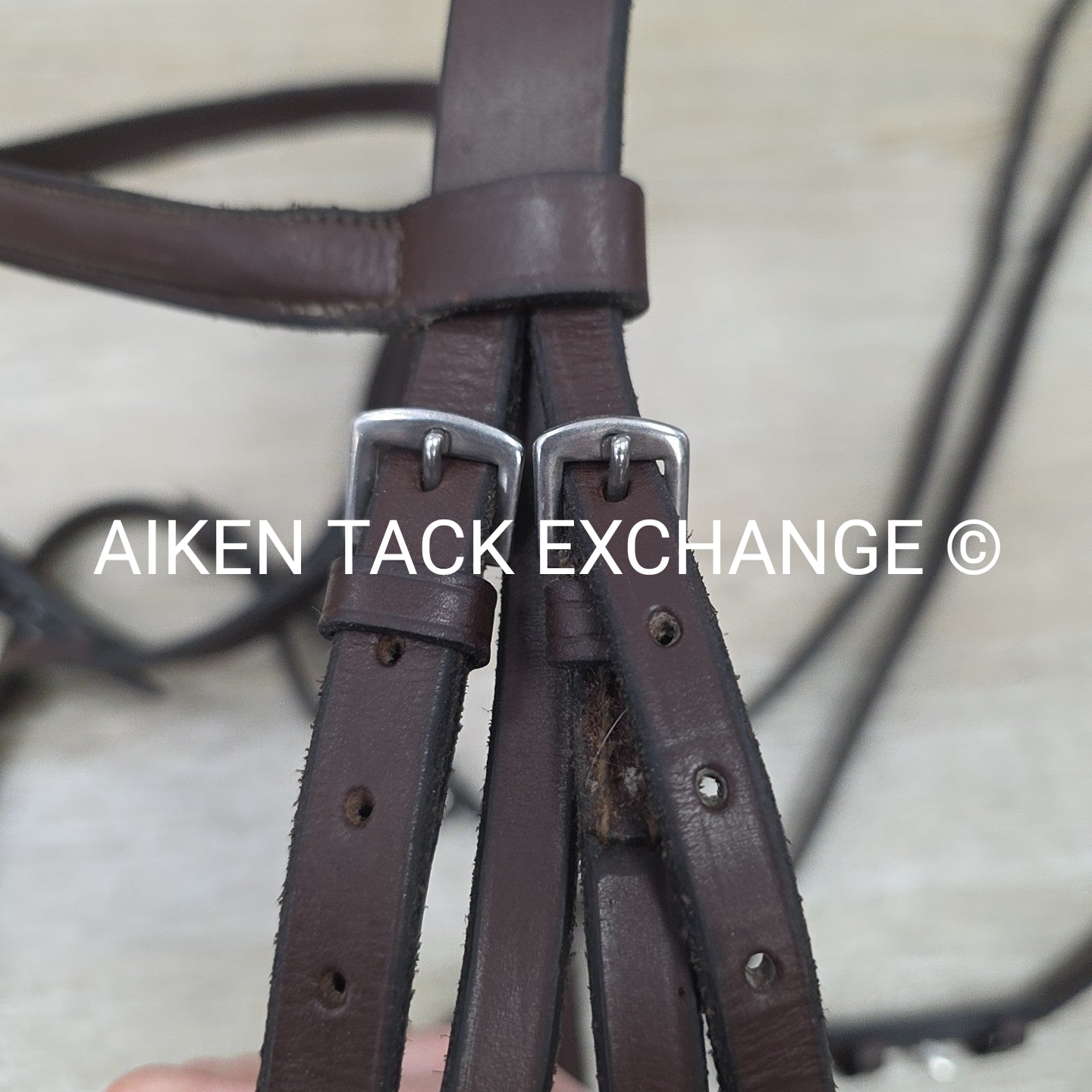 Plain Square Raised Bridle with Matching Laced Reins, Brown, Size Full