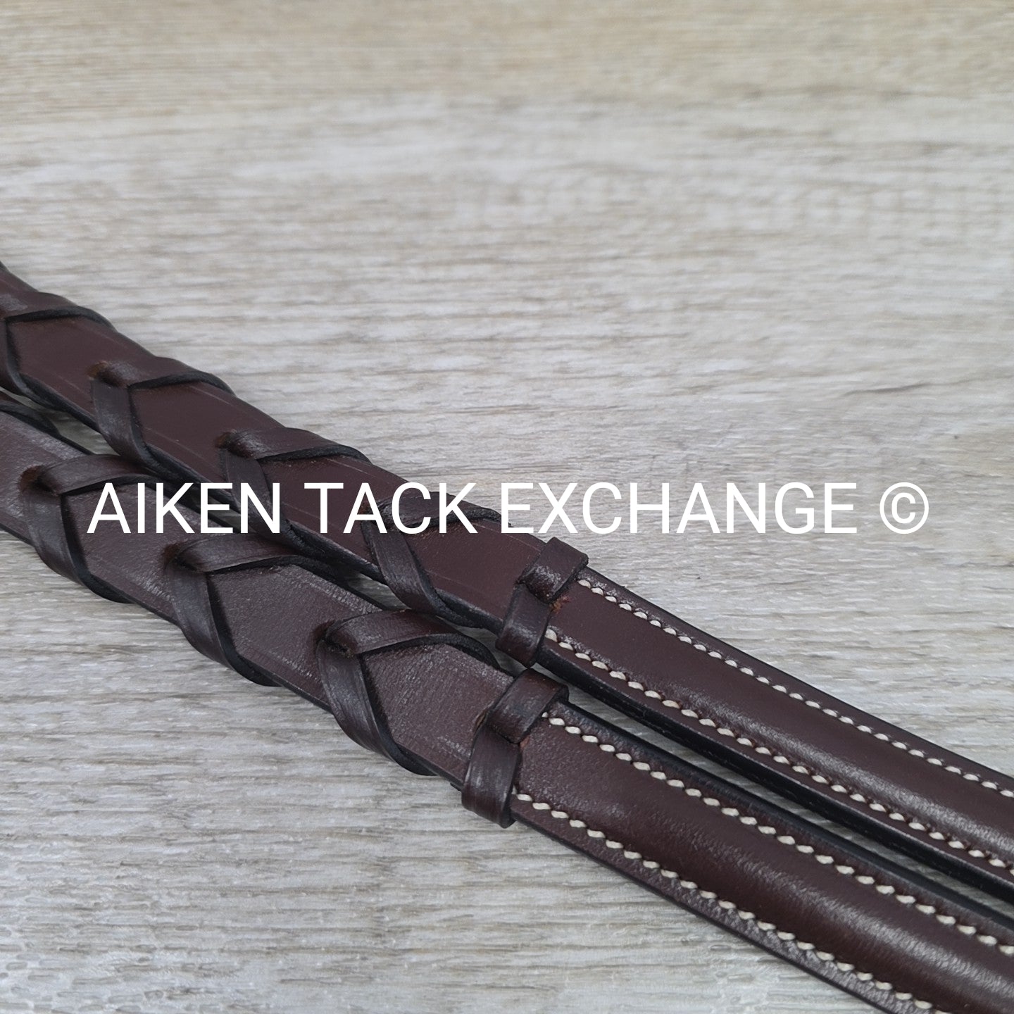 KL Select Red Barn Round Raised Fancy Stitch Laced Reins, Brown, Size Full