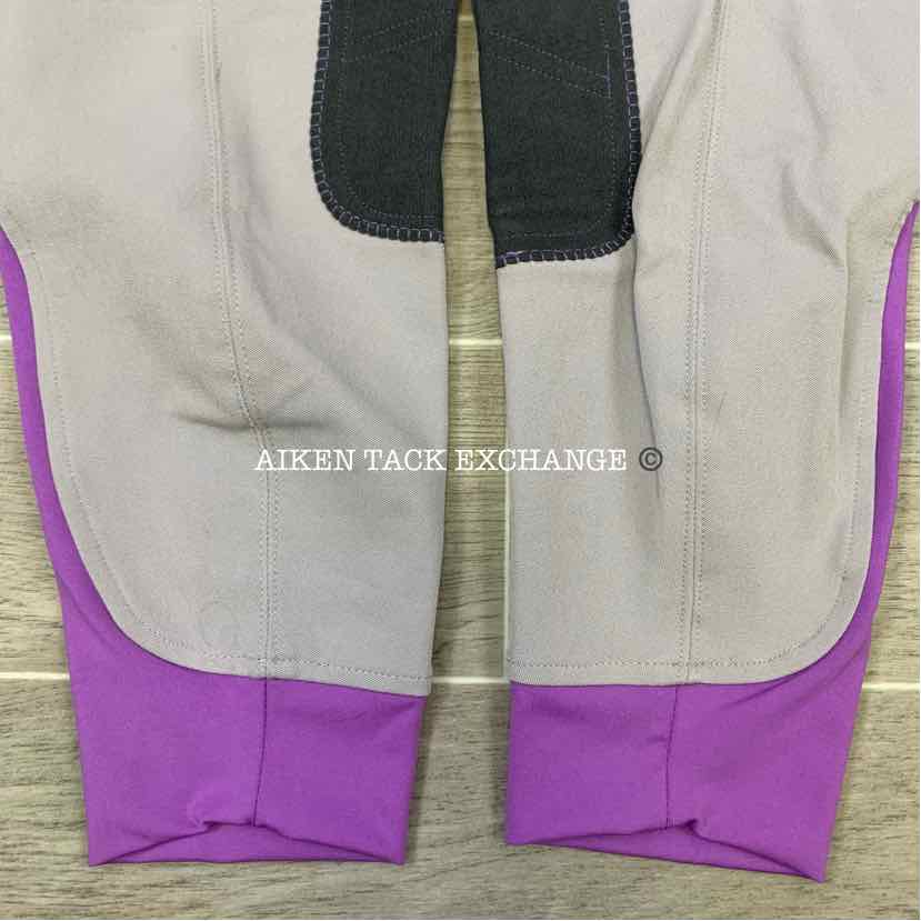 Dover Saddlery Wellesley Knee Patch Breeches Fog/Amethyst, 34