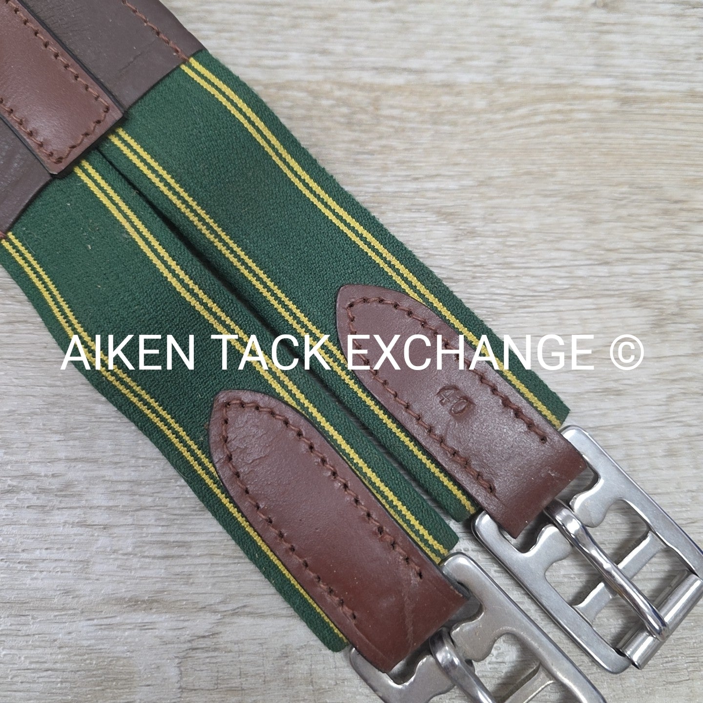 Leather Girth with Single End Elastic, Brown, 38"