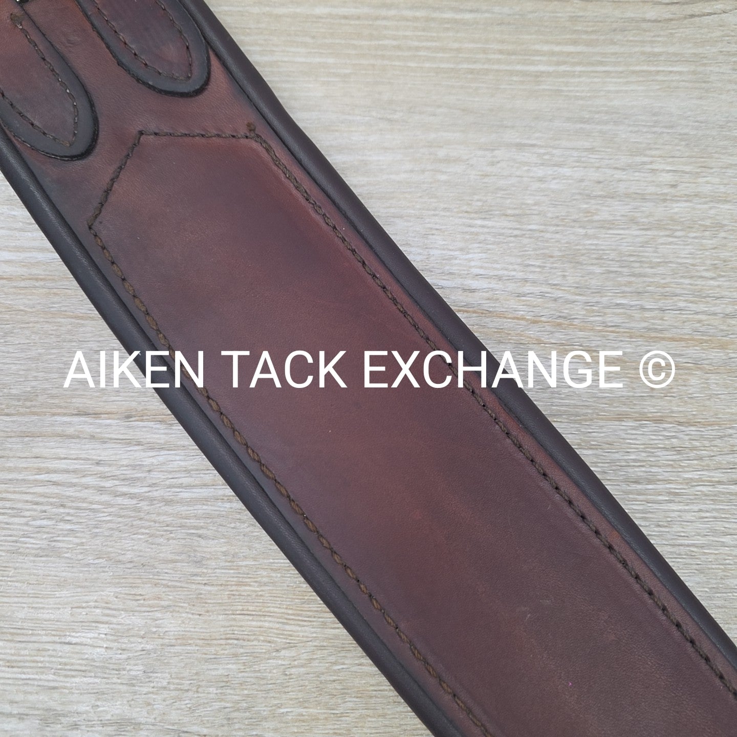 Fancy Stitched Leather Girth with Single Ends Elastic, Brown, 48"