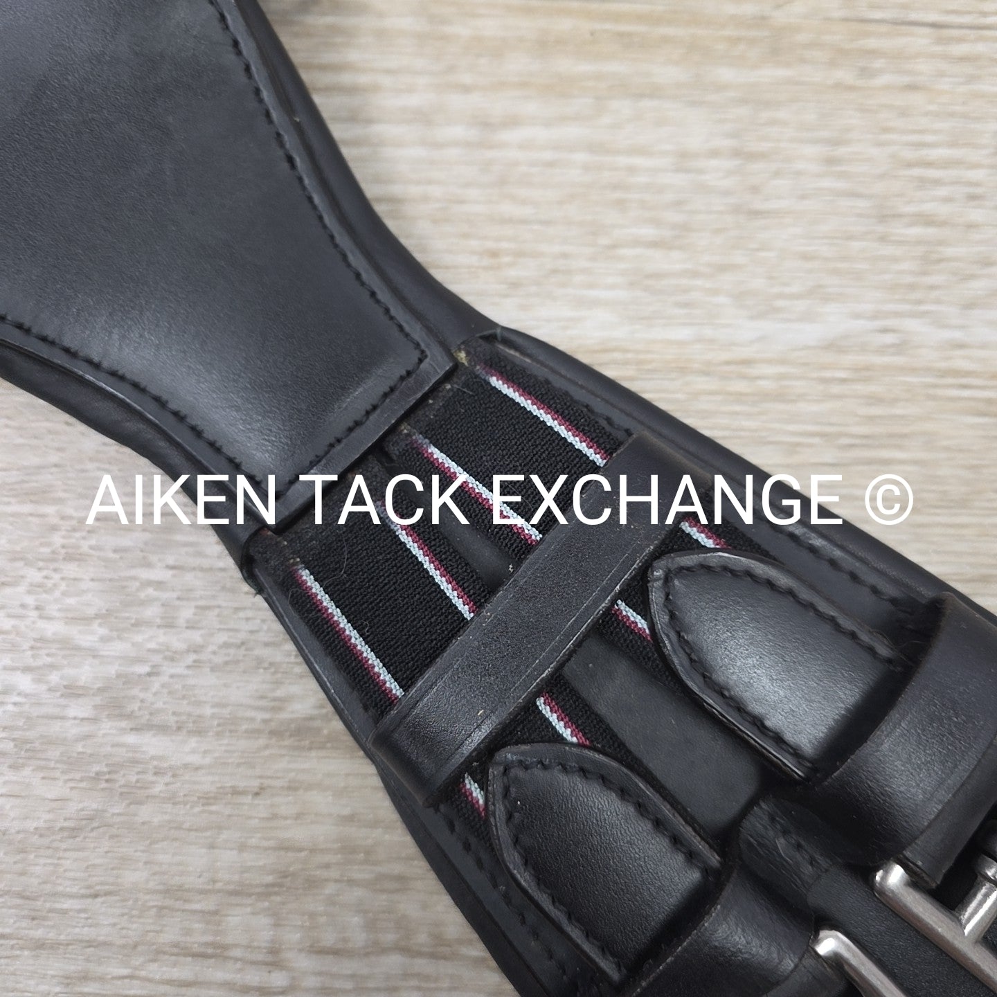 Padded Leather Contour Dressage Girth with Double End Elastic, Black, 18"