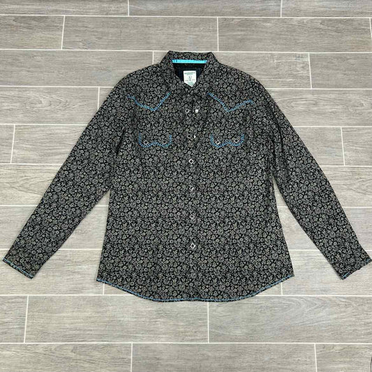 Rough Stock by Panhandle Long Sleeve Western Snap Top, Size Large
