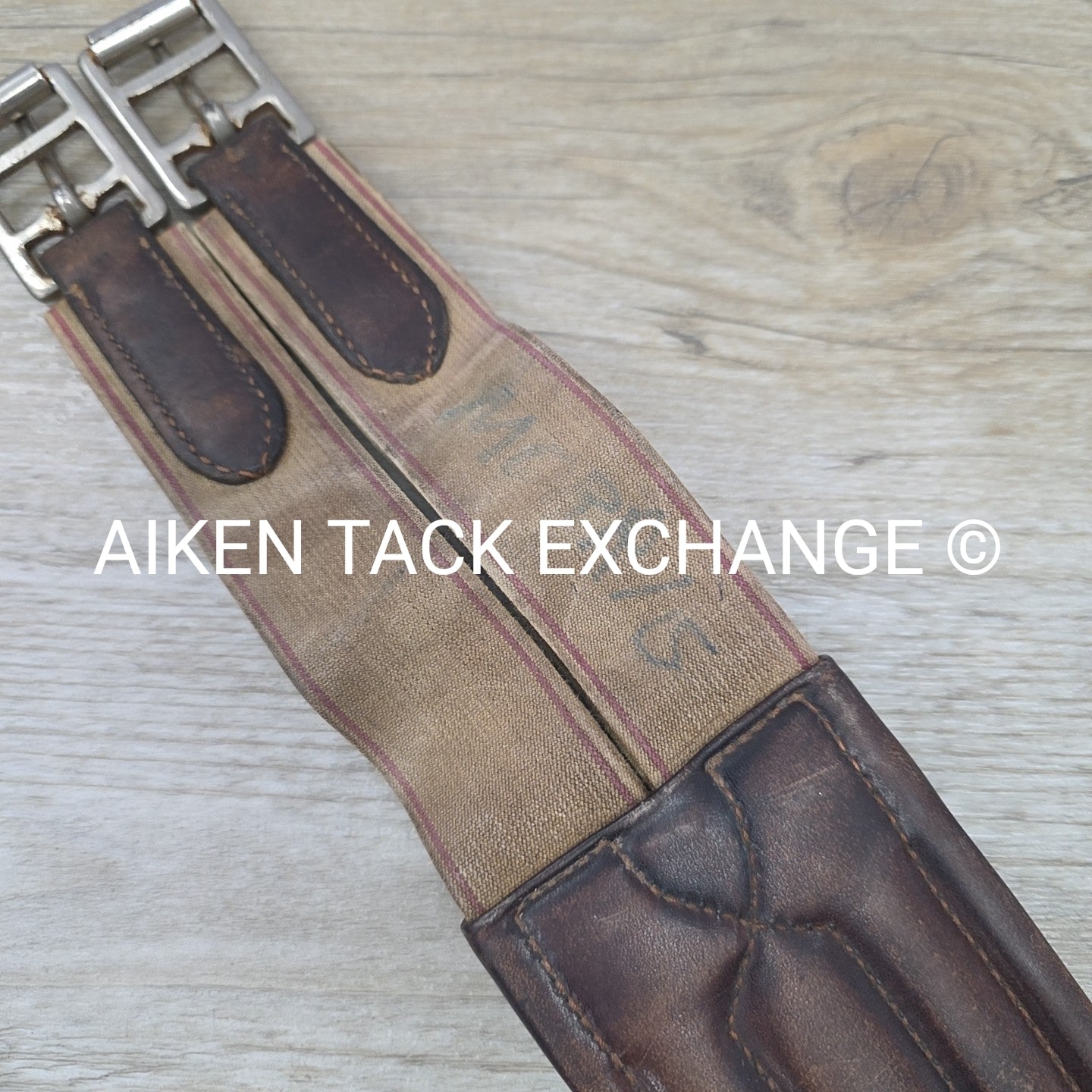 Mortack Leather Girth with Single End Elastic, Brown, 48"