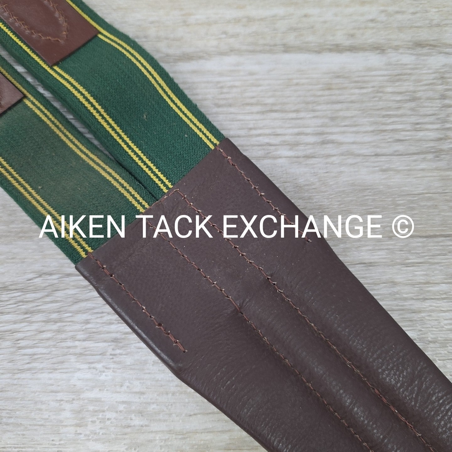 Leather Girth with Single End Elastic, Brown, 38"