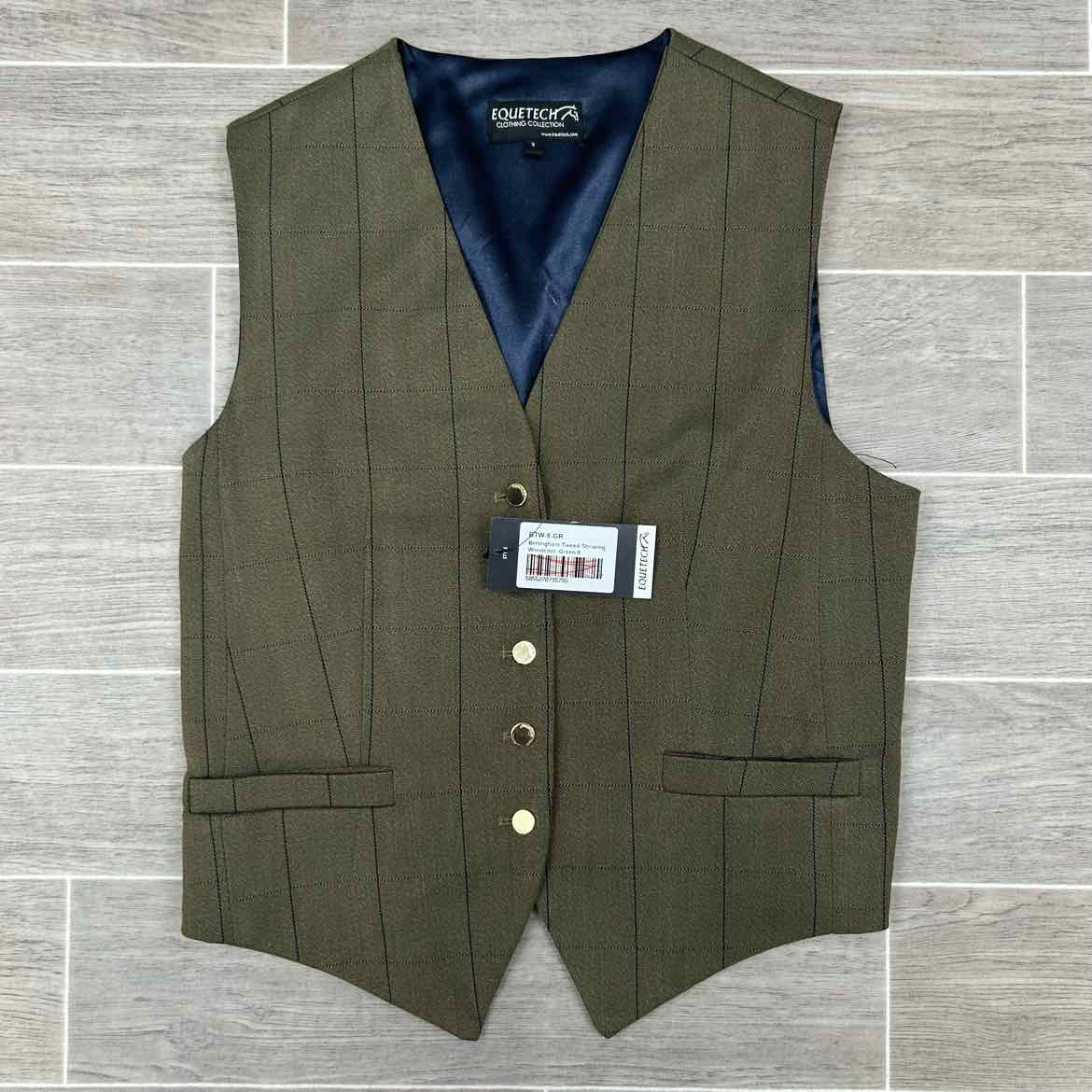 Equetech Bellingham Tweed Waistcoat Vest, Size 8