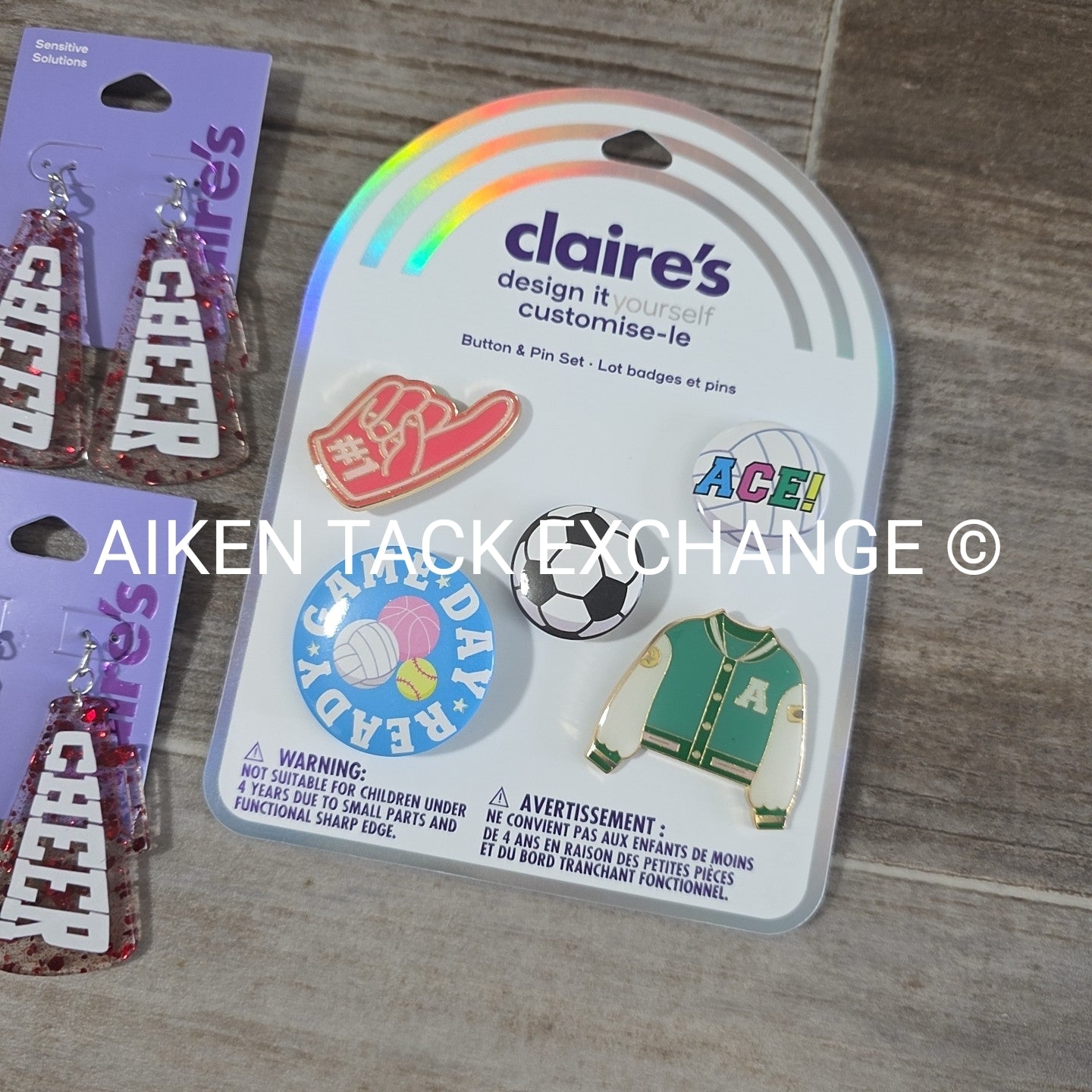 Claire's Game Day Bundle - 3 Pairs of Earrings, 2 Bracelets, 5 Button Pins
