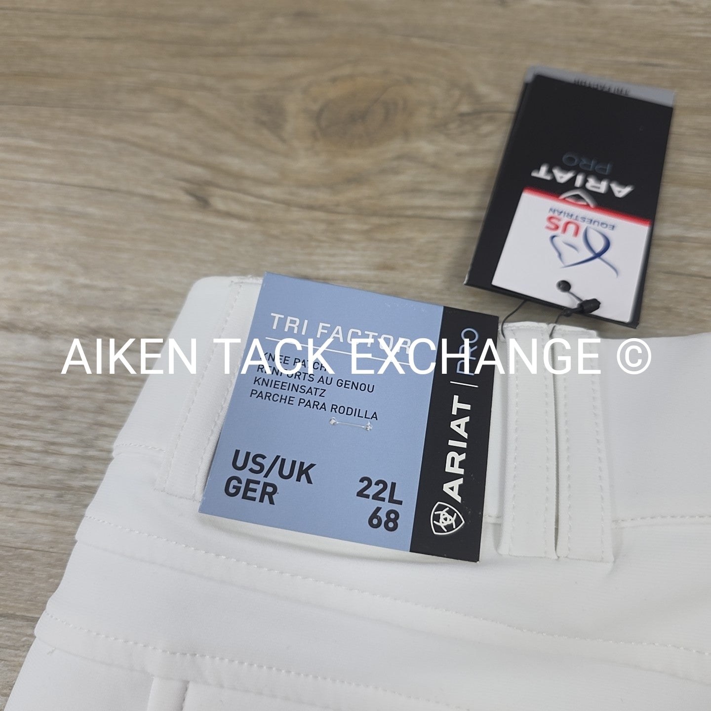 Ariat Tri Factor Silicone Grip Knee Patch Breeches, Size 22 L