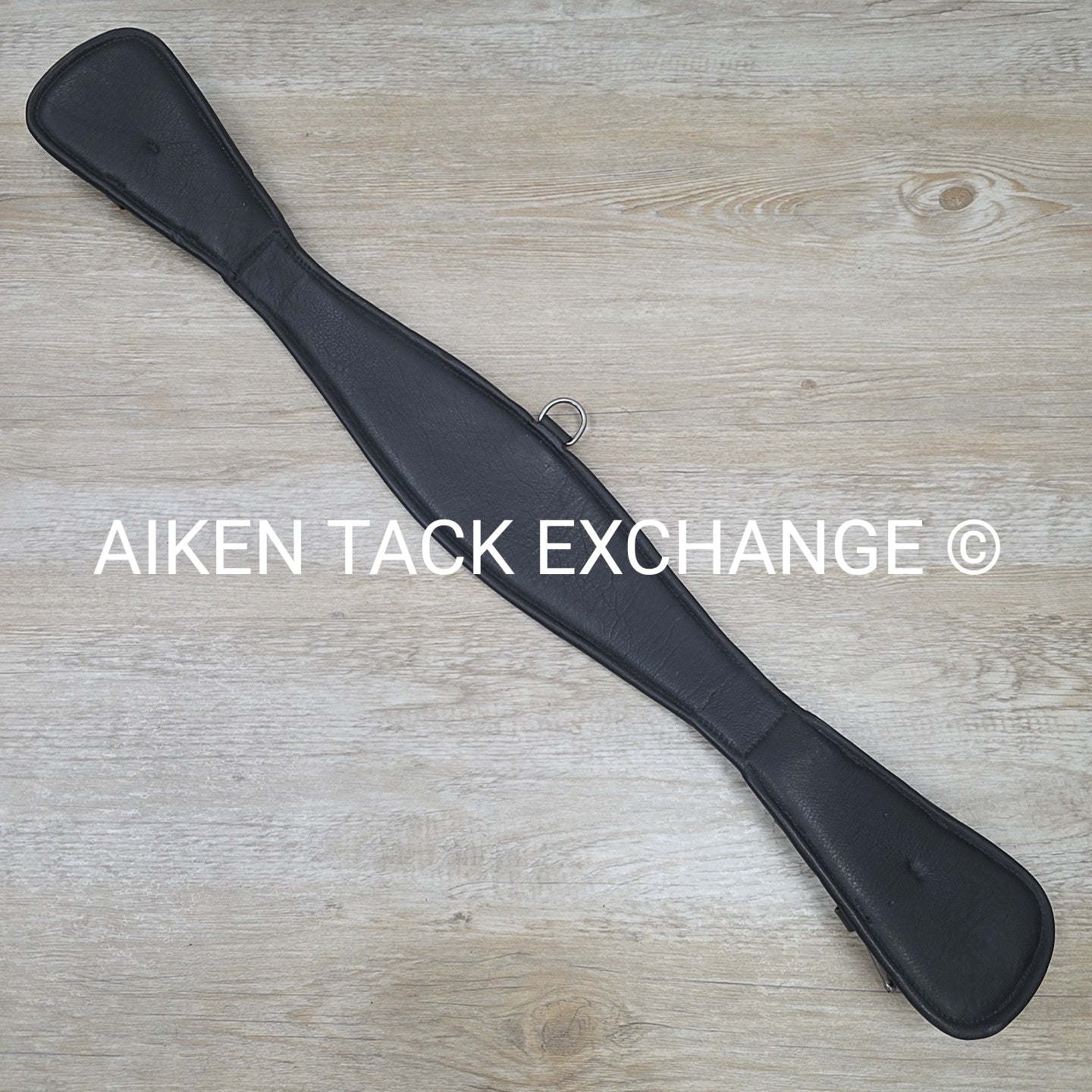 Padded Leather Contour Dressage Girth with Double End Elastic, Black, 32"