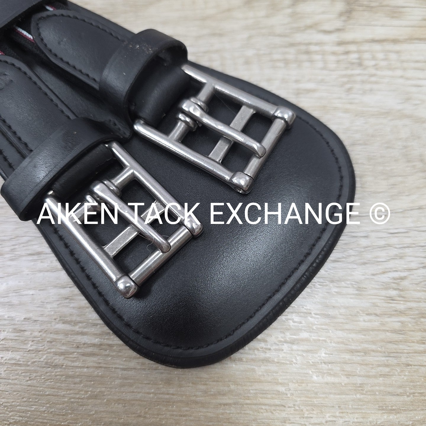 Padded Leather Contour Dressage Girth with Double End Elastic, Black, 30"
