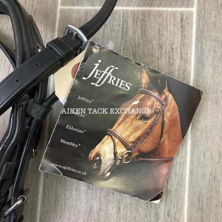Jeffries Black Padded Leather Crank Flash Noseband, Size Cob, Brand New