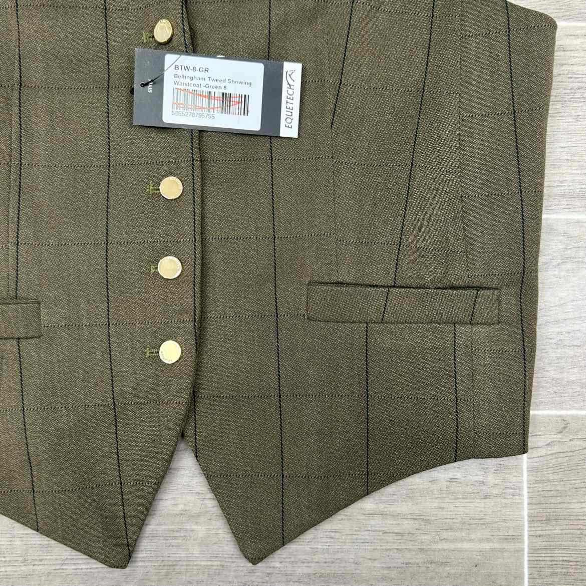 Equetech Bellingham Tweed Waistcoat Vest, Size 8