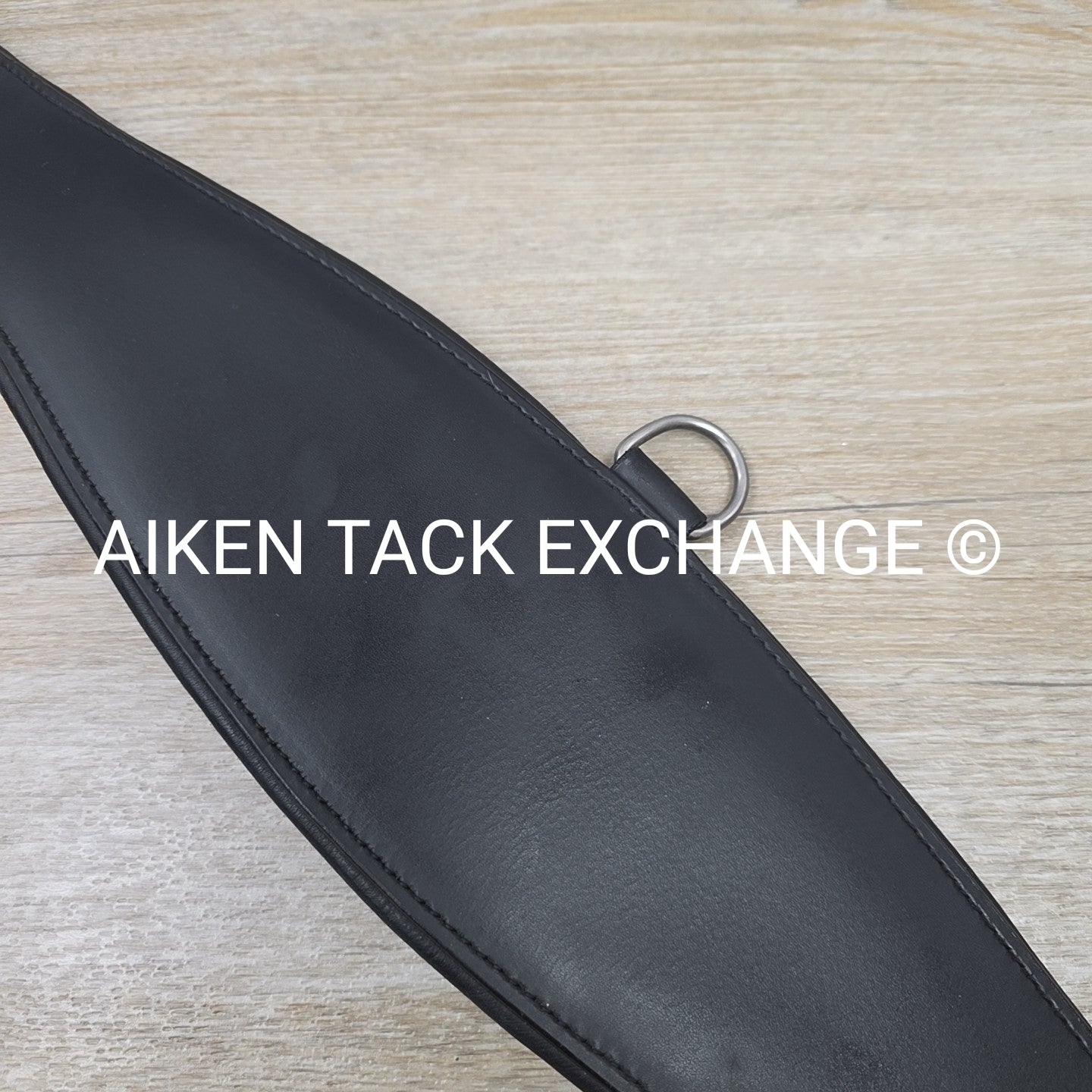 Padded Leather Contour Dressage Girth with Double End Elastic, Black, 32"