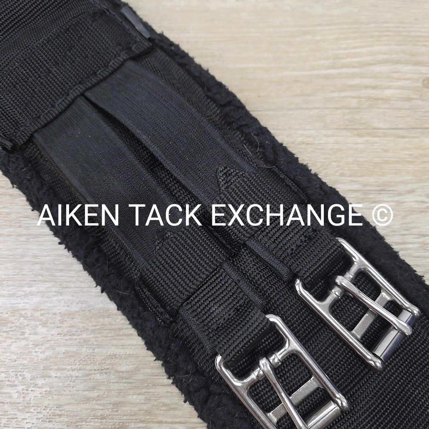 Fleece Dressage Girth with Double Elastic, Black, 30"