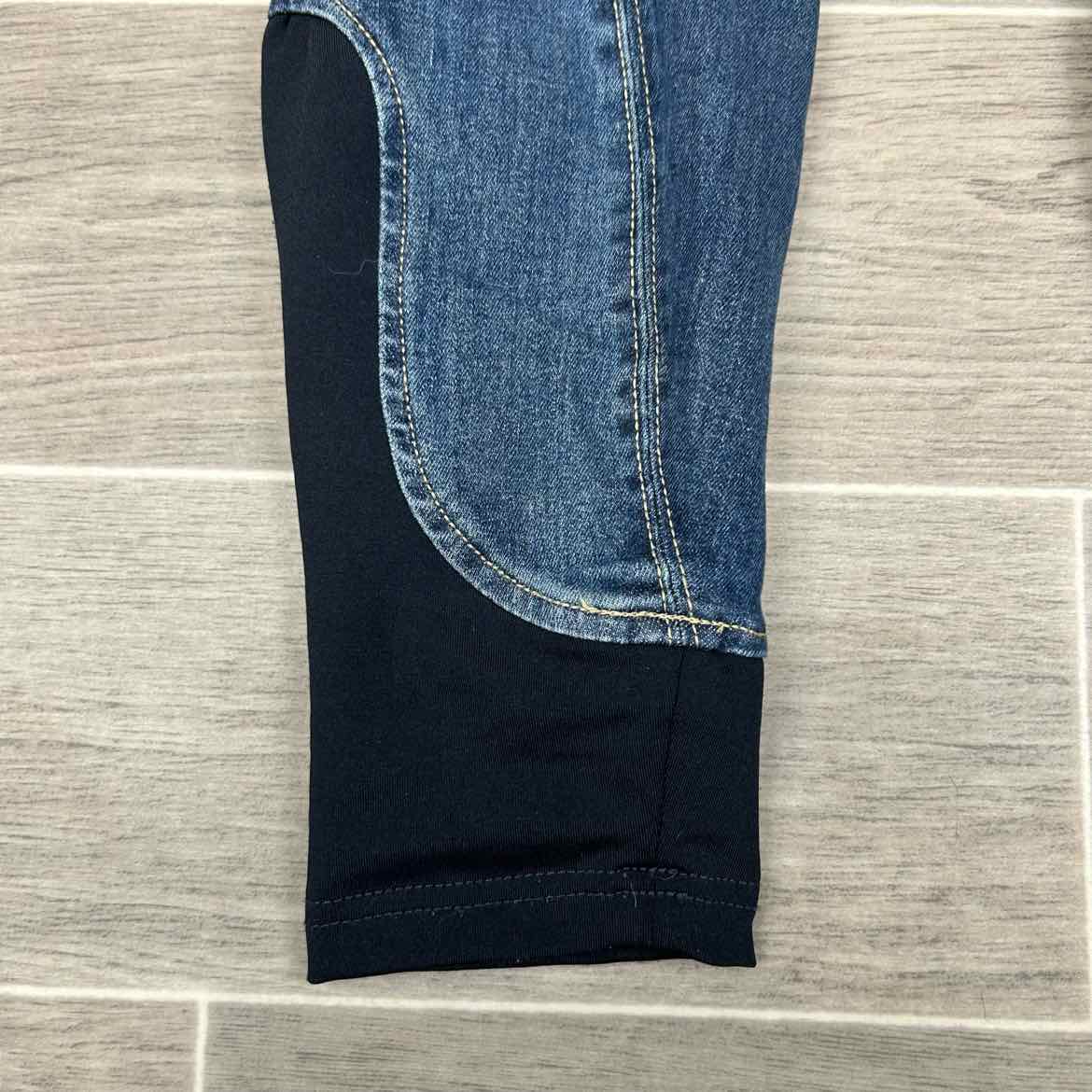 Schockemohle Lyra Silicone Grip Knee Patch Denim Breeches, Size 28 R