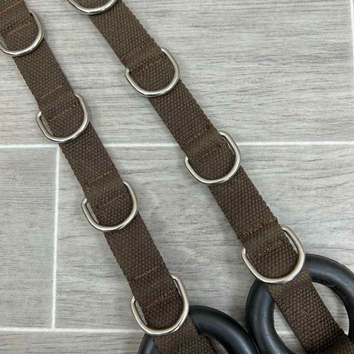 Cotton Web Side Reins with Rubber Donut, Brown, Size Pony, Brand New