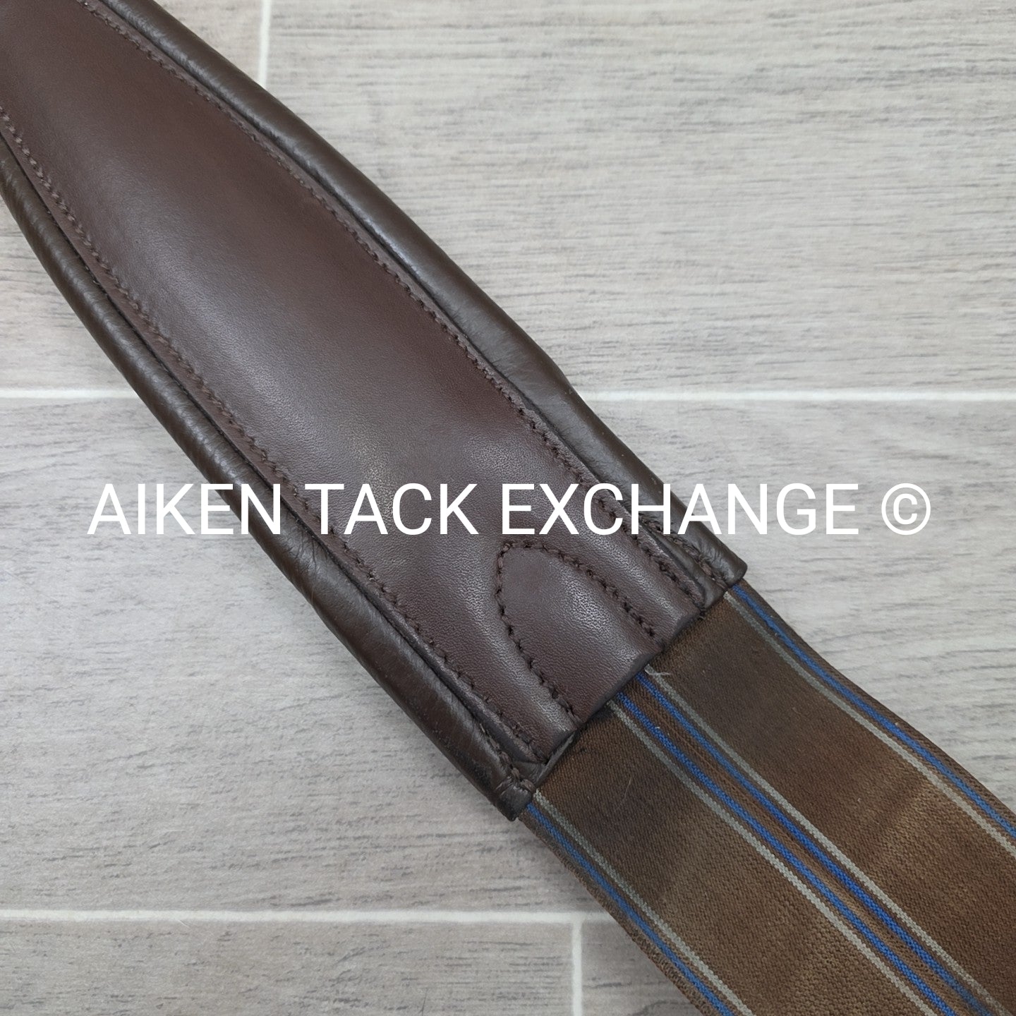 Stubben Leather Girth with Double End Elastic, Brown, 54"