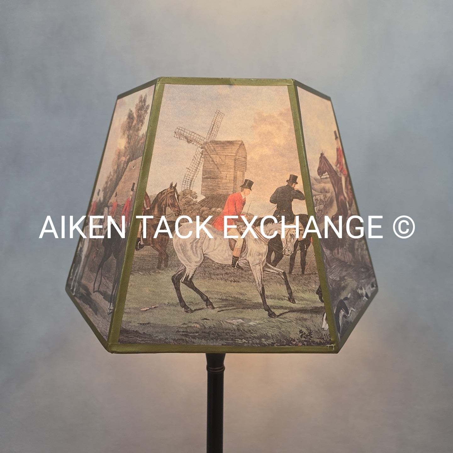 Tall Lamp with Foxhunting Scene