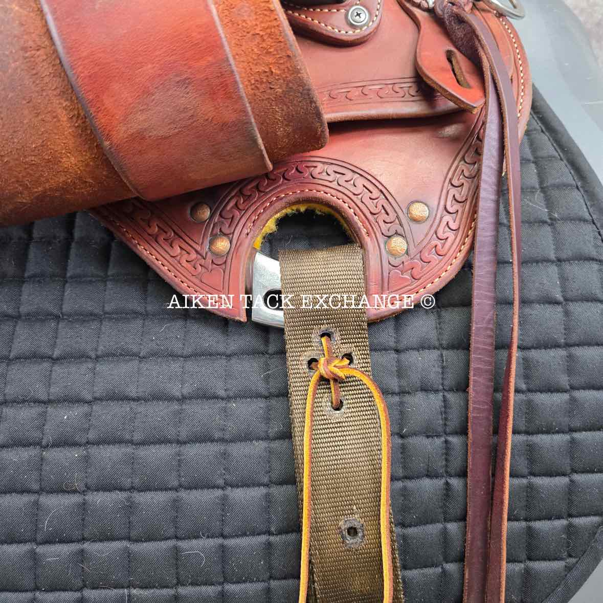 RW Bowman Mike Branch Natural Ride Western Saddle, 16" Seat, Wide Tree - Full QH Bars