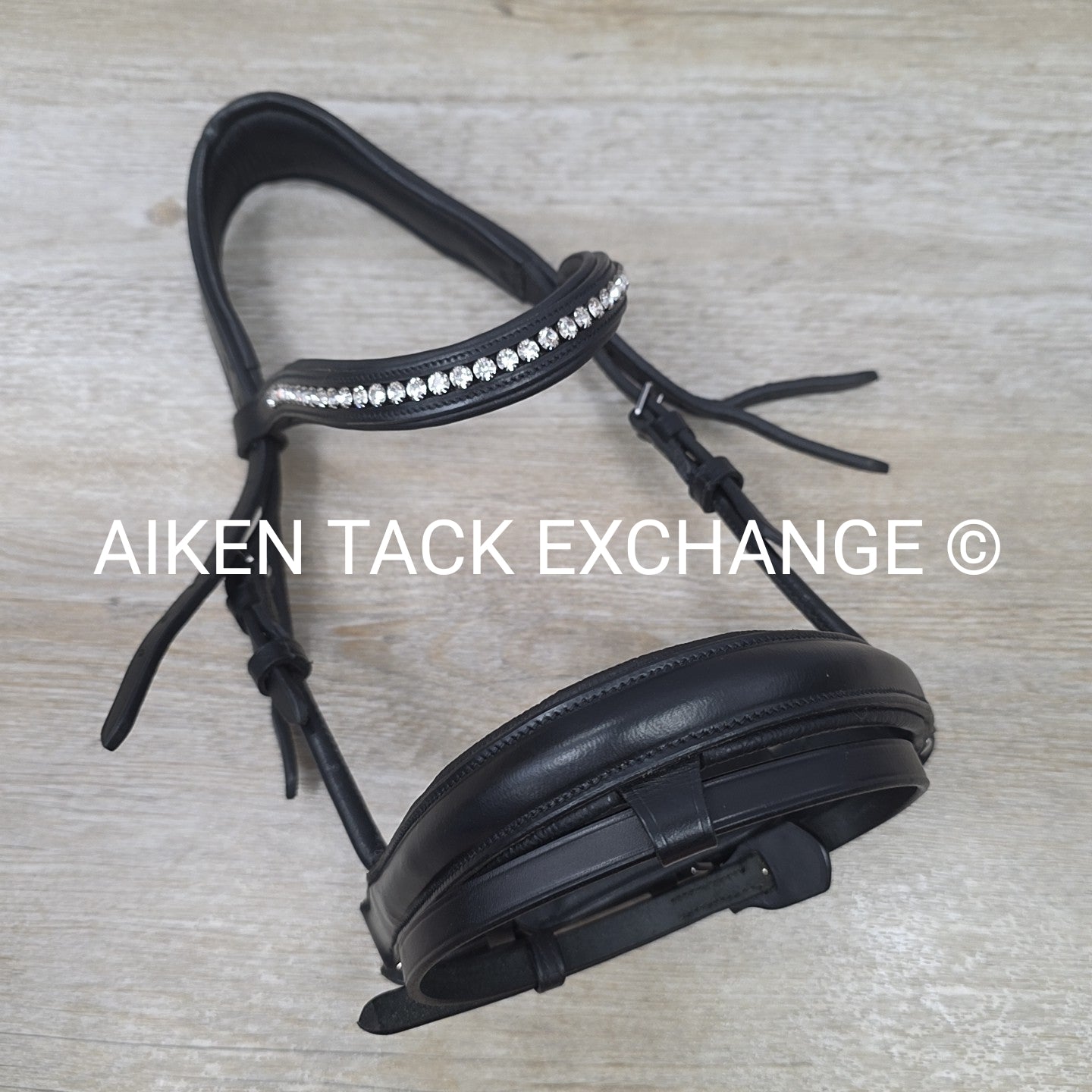 HDR Diamonte Dressage Bridle, Missing Throat Latch & Cheek Pieces, No Reins, Siz