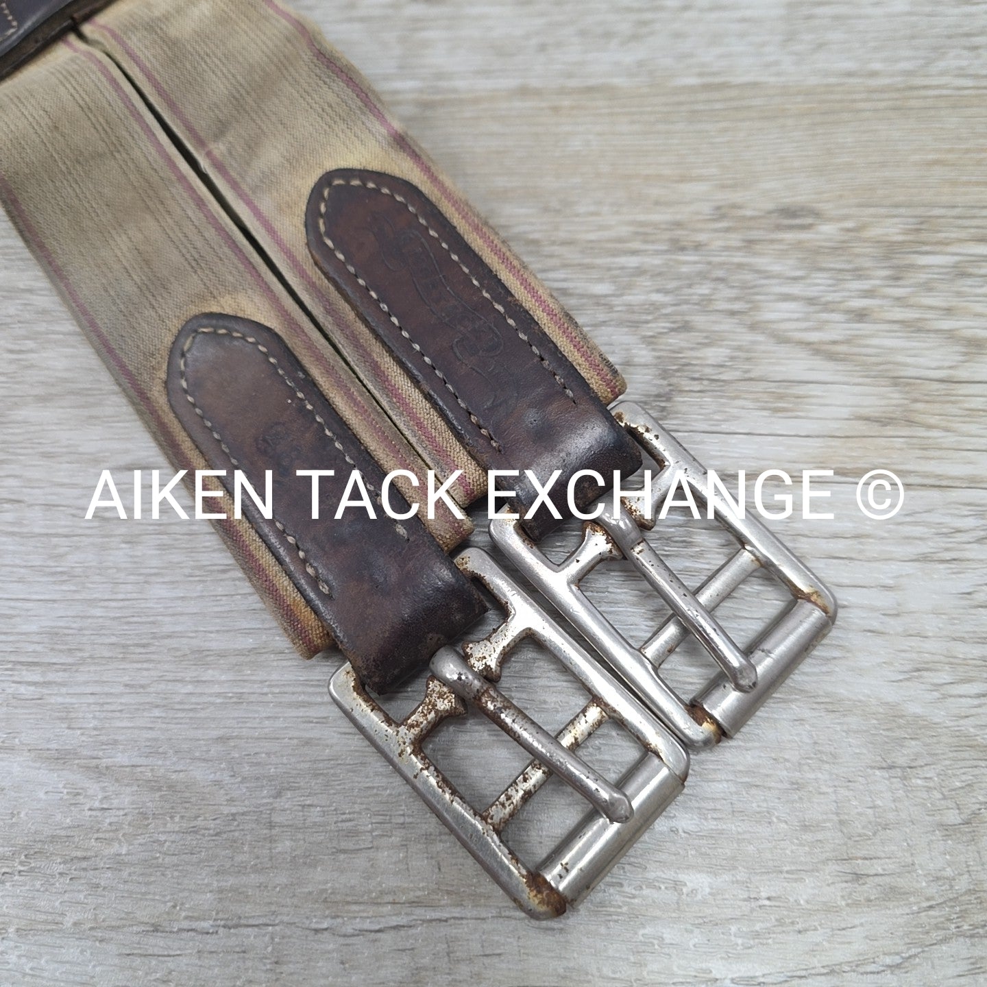 Mortack Leather Girth with Single End Elastic, Brown, 48"