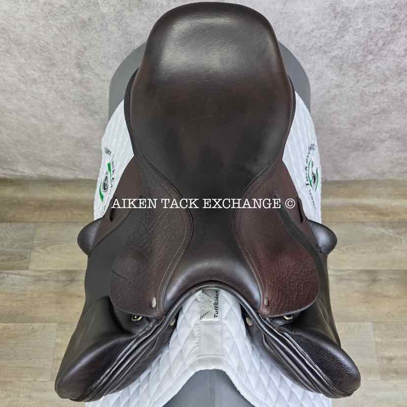 **SOLD** 2015 Custom Saddlery Monte Carlo Monoflap Jump Saddle, 18" Seat, Adjustable Tree, Wool Flocked Panels