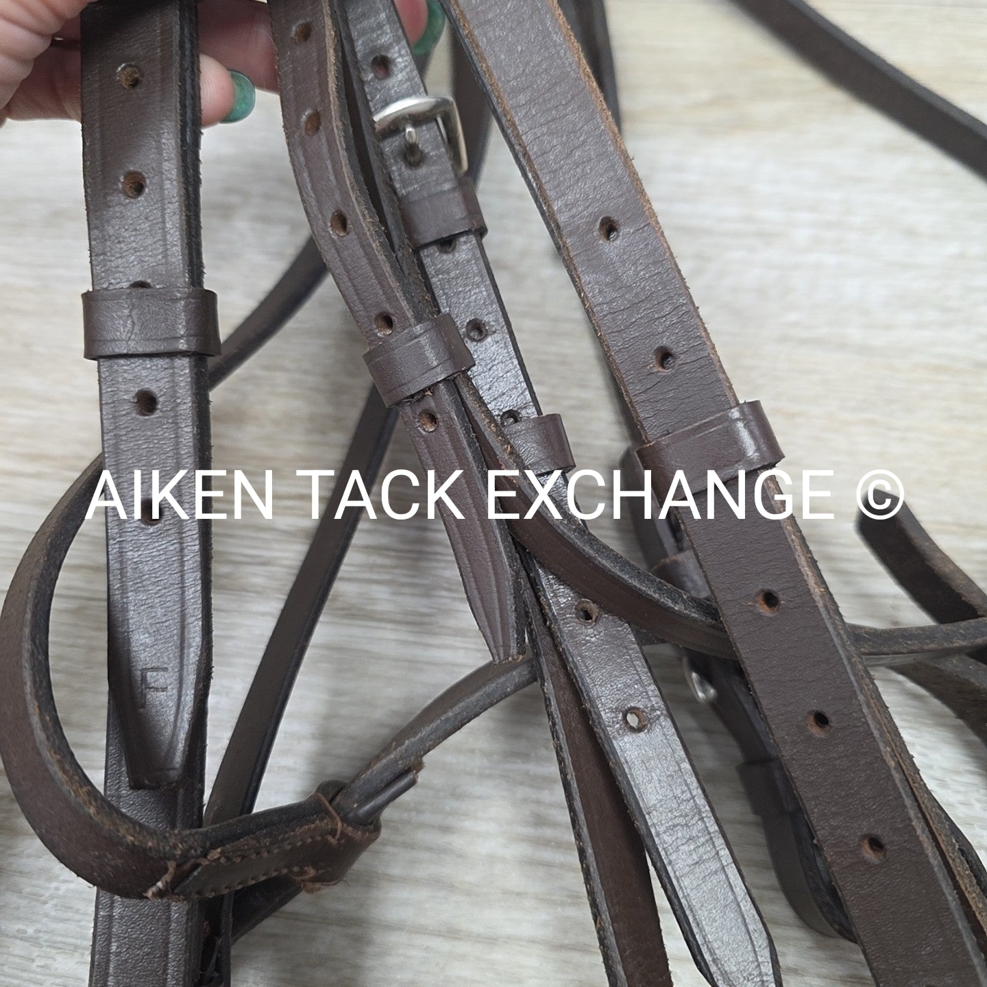 Plain Raised Weymouth Double Bridle with Curb Rein, Brown, Size Full