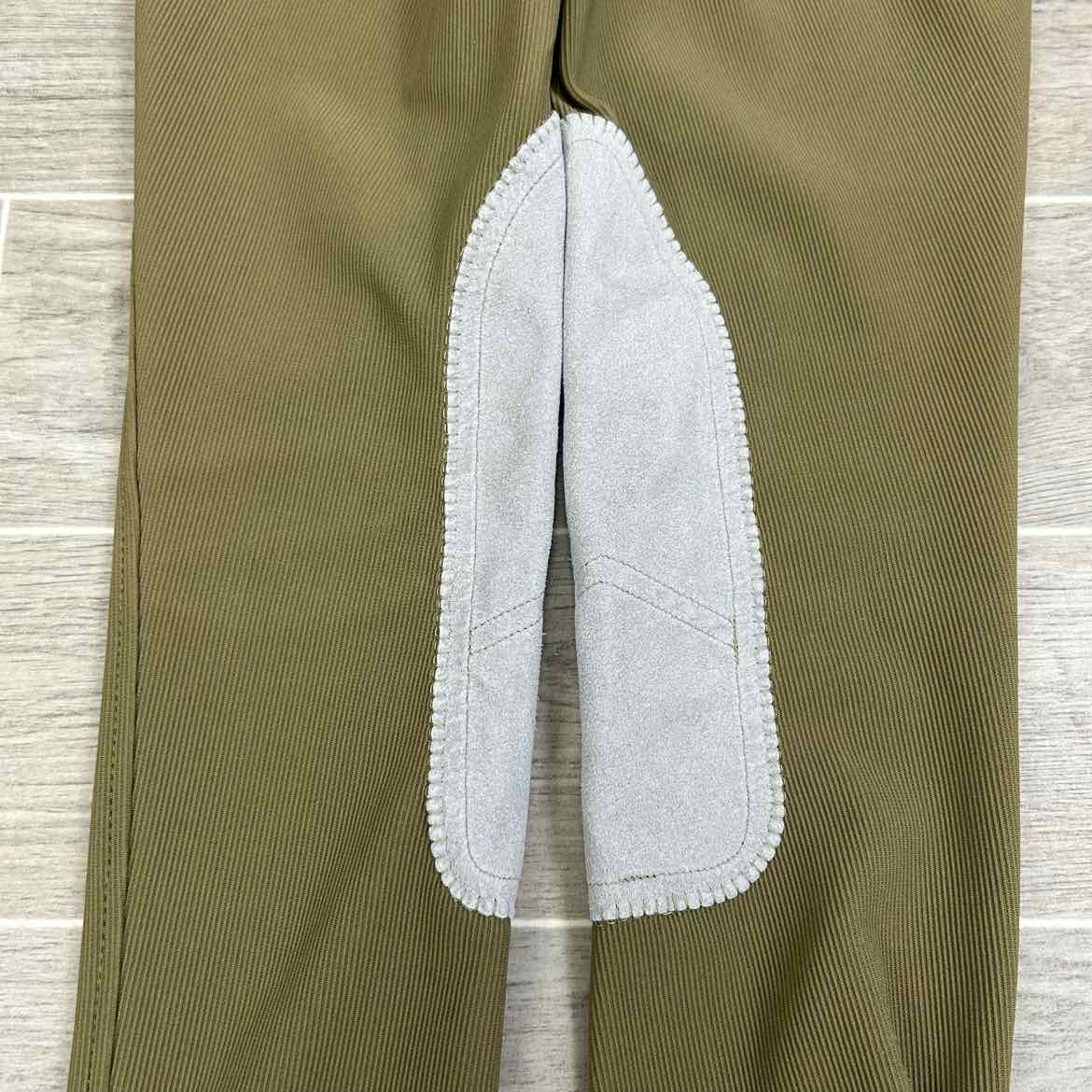 TuffRider Low-Rise Ribbed Knee Patch Breeches, Sage, Women's 26 L