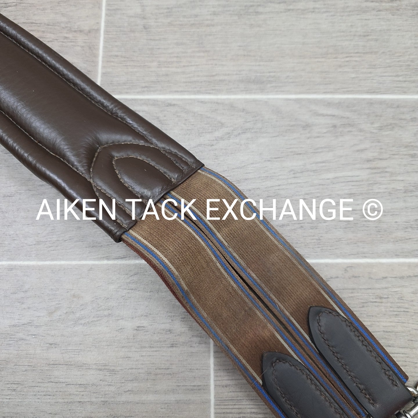 Stubben Leather Girth with Double End Elastic, Brown, 54"