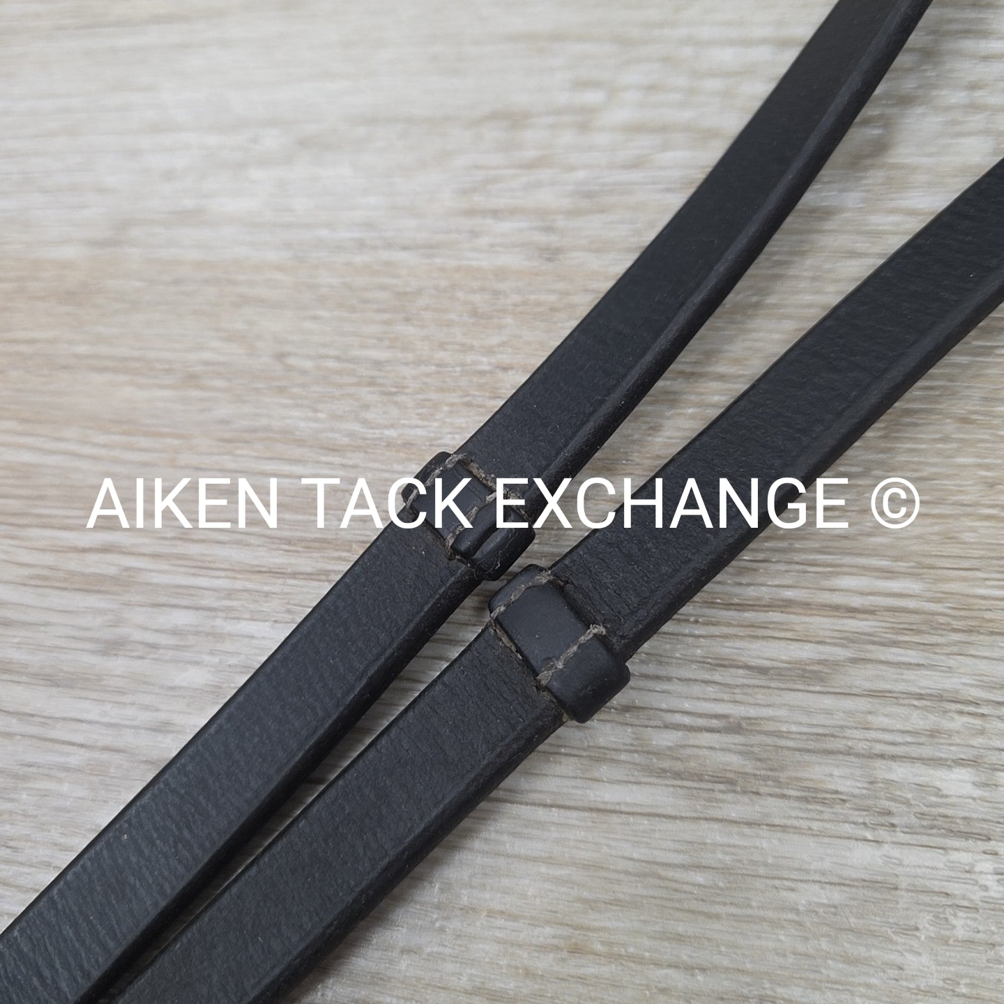 Leather Reins with Hand Grips, Black, 58"