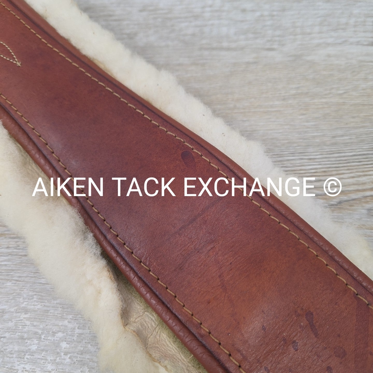 Edgewood Fancy Stitch Velcro Sheepskin Girth with Single End Elastic, Brown, 48"