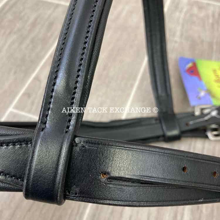 KL Select Red Barn Travers Bridle with Matching Reins, Black,Oversize, Brand New