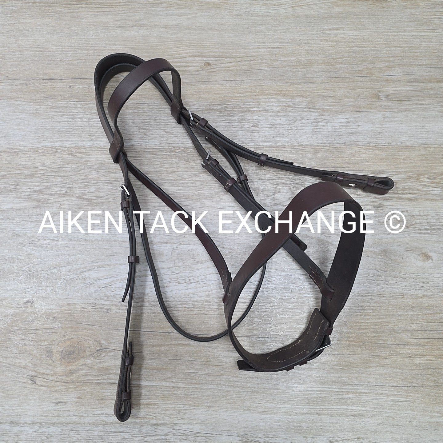 Horse Country Flat Hunt Bridle, No Reins, Brown, Size Full