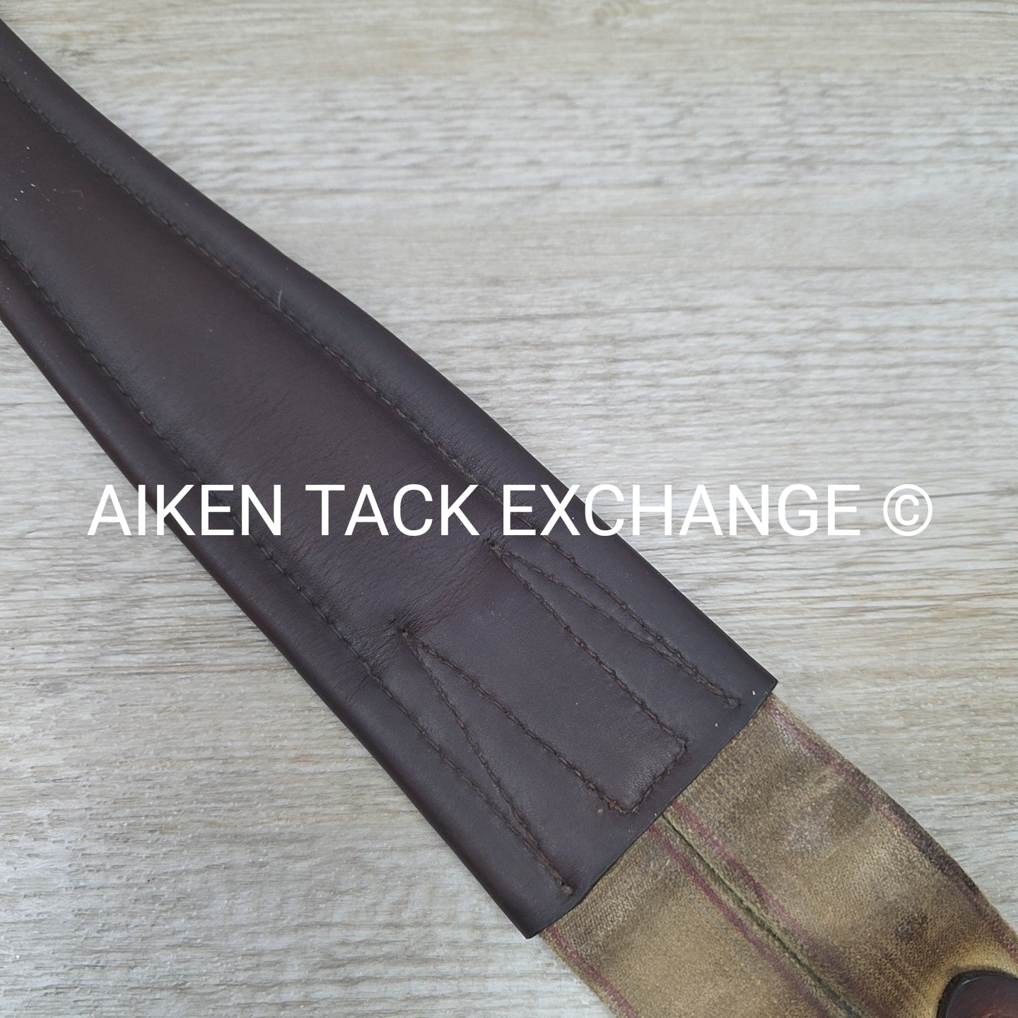 Fancy Stitched Leather Girth with Single Ends Elastic, Brown, 48"