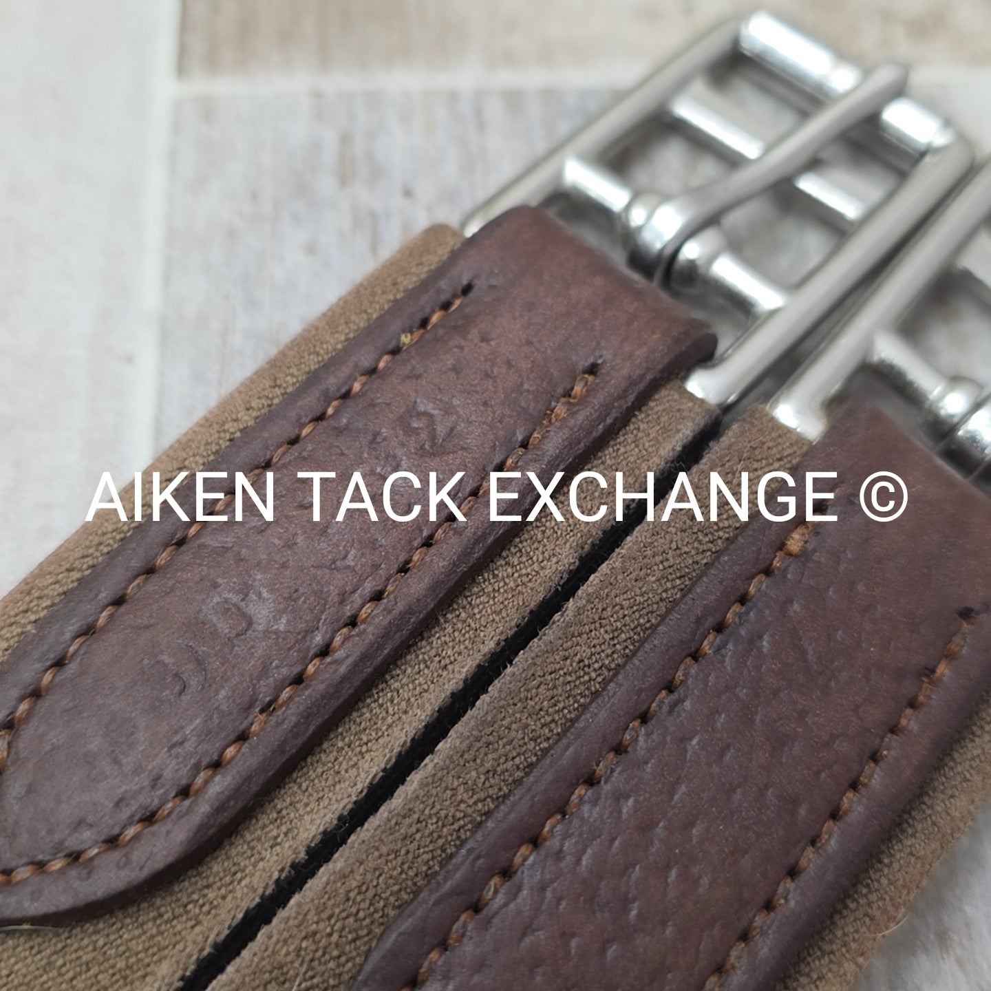 CWD Classic Leather Girth with Double End Elastic, Brown, 52"